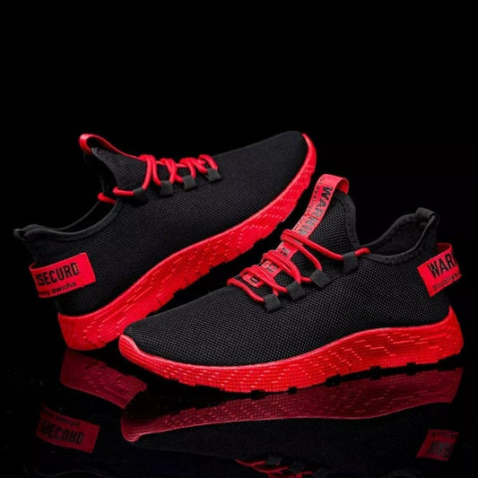 Breathable Men’s Fashion Sneakers-Red Black
