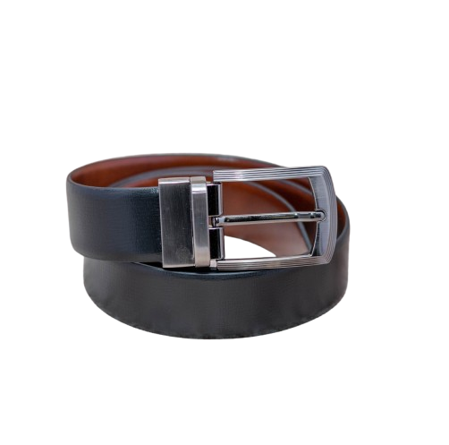 Men’s 2-in-1 Genuine Leather Belt Pin Buckle-Black