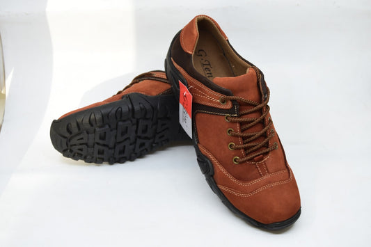 Ricky Gift Mens Casual Leather Laced Brown Shoes