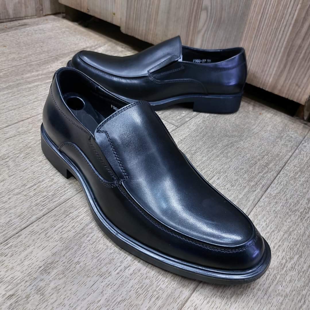 Formal Italian Men’s Leather Free Slip-On Shoes- Black