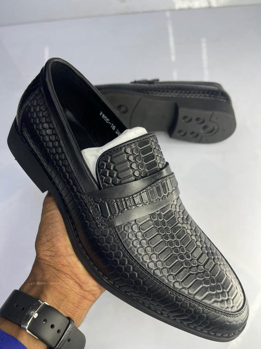 Ricky Gift Black Crocodile Style Official Men Shoes